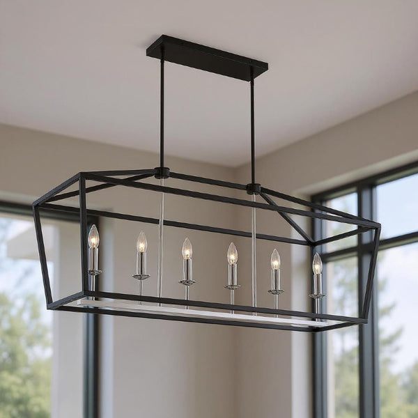 Candle Style Six Light Dimmable Metal Chandelier for Elegant Dining and Living Spaces