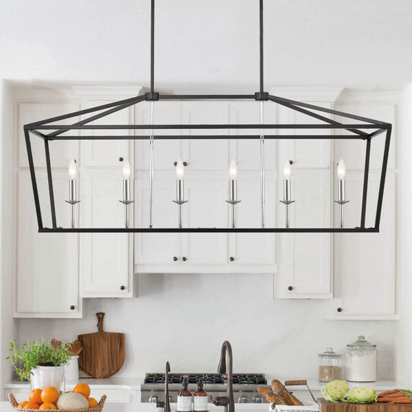Candle Style Six Light Dimmable Metal Chandelier for Elegant Dining and Living Spaces