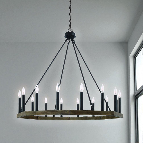 Brown Metal Dimmable Multi Light Chandelier Candle Style Fixture for Dining Rooms