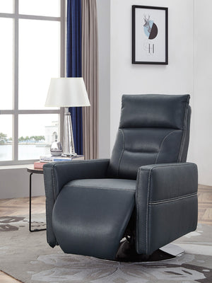 Homeroots 31" Dark Blue High Back Faux Leather Recliner   482822