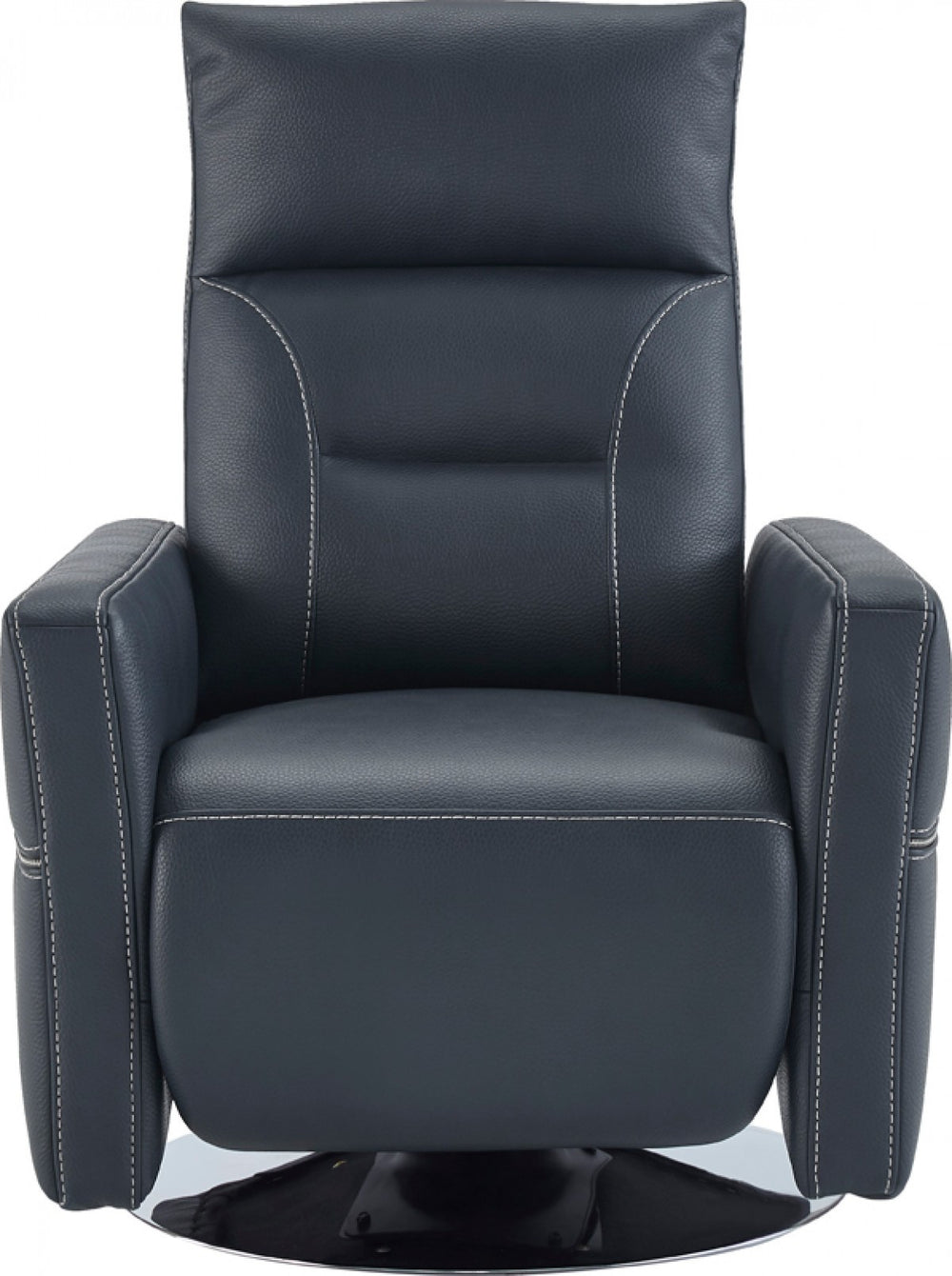 Homeroots 31" Dark Blue High Back Faux Leather Recliner   482822