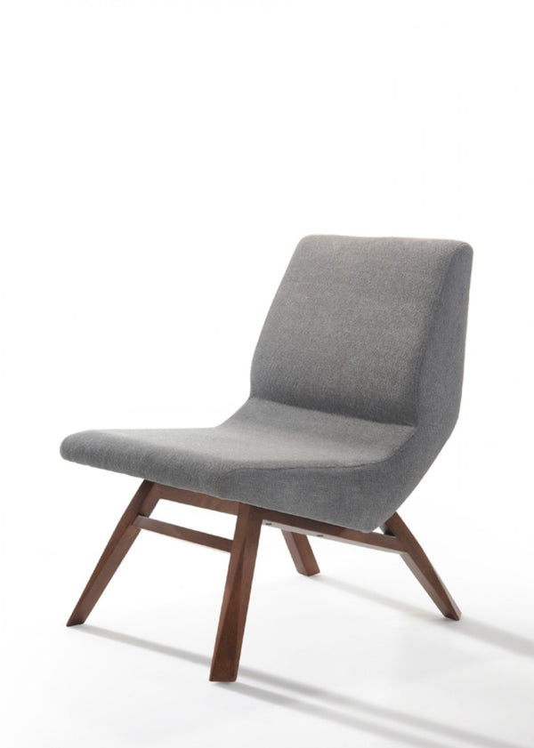 HomeRoots 22" Gray and Brown Upholstered Lounge Chair Set with Ottoman – Stylish Comfort for Any Space! 482823