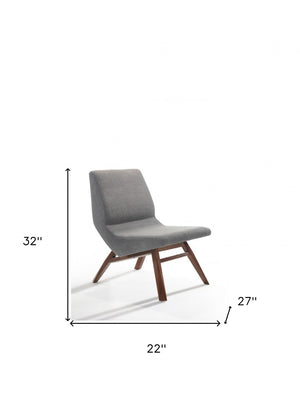 HomeRoots 22" Gray and Brown Upholstered Lounge Chair Set with Ottoman – Stylish Comfort for Any Space! 482823