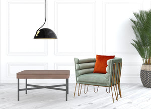 Homeroots 33" Light Green Tubular Velvet And Gold Lounge Chair   482825