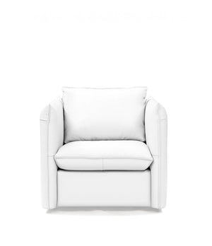 Homeroots 36" White Genuine Leather And Silver Swivel Accent Chair   482827