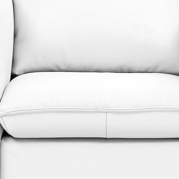 Homeroots 36" White Genuine Leather And Silver Swivel Accent Chair   482827