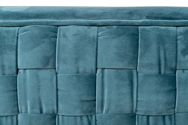 Homeroots 33" Teal Woven Velvet And Gold Arm Chair   482828