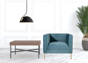 Homeroots 33" Teal Woven Velvet And Gold Arm Chair   482828