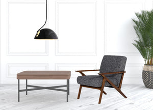 Homeroots 24" Grey And Walnut Solid Color Arm Chair   482829