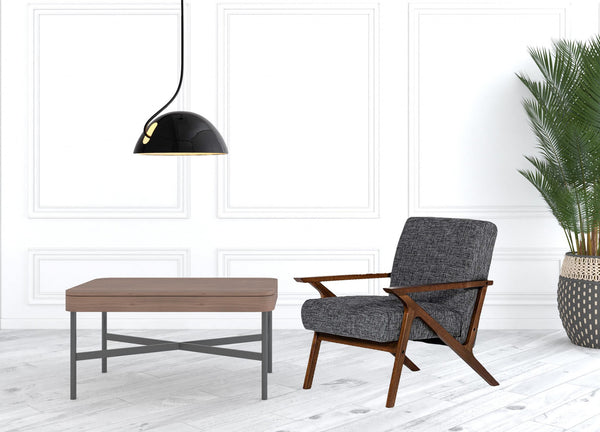 Homeroots 24" Grey And Walnut Solid Color Arm Chair   482829