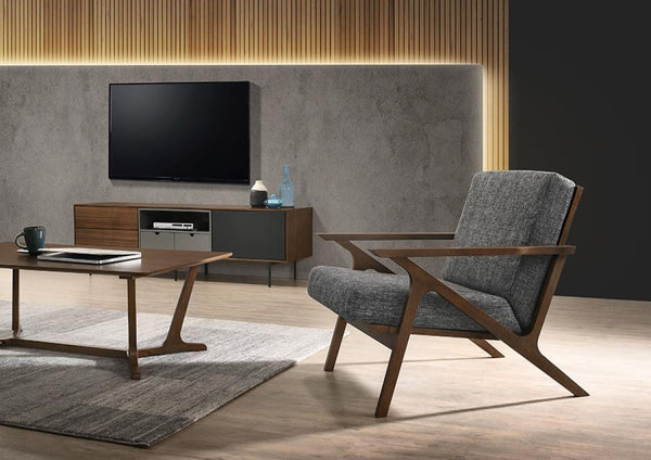 Homeroots 24" Grey And Walnut Solid Color Arm Chair   482829