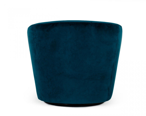 Homeroots 41" Dark Teal Velvet And Black Solid Color Barrel Chair   482830