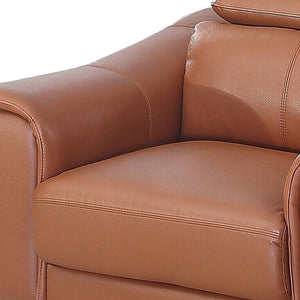 Homeroots 42" Brown Genuine Leather And Silver Solid Color Lounge Chair   482831