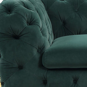 Homeroots 50" Green And Gold Velvet Tufted Club Chair   482836