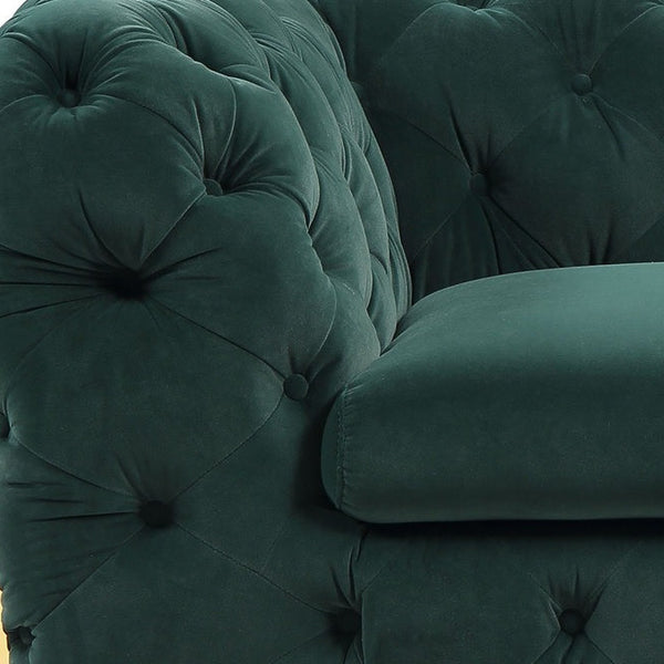 Homeroots 50" Green And Gold Velvet Tufted Club Chair   482836