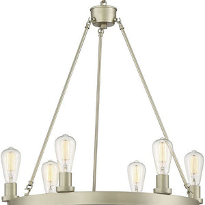 Candle Style Six Light Dimmable Metal Chandelier for Elegant Dining and Living Spaces