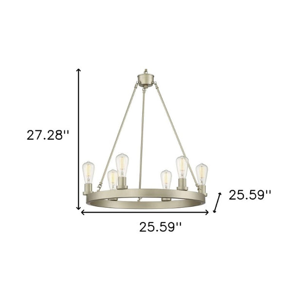 Candle Style Six Light Dimmable Metal Chandelier for Elegant Dining and Living Spaces