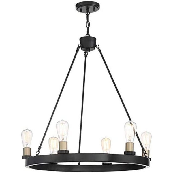 Candle Style Six Light Dimmable Metal Chandelier for Elegant Dining and Living Spaces