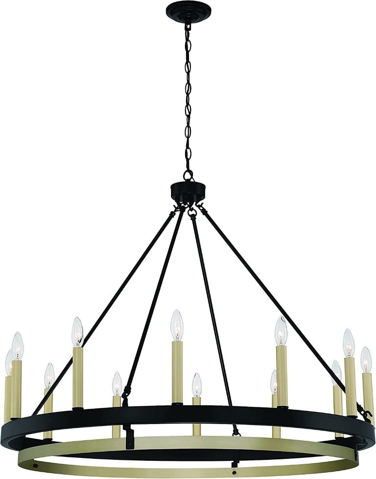 HomeRoots Black Dimmable 12 Light Metal Chandelier Elegant Ceiling Fixture for Dining Rooms 482844