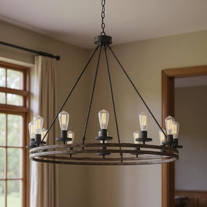 Brown Metal 12 Light Dimmable Chandelier Elegant Candle Style Dining Room Fixture