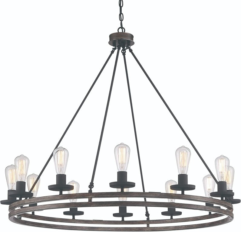 HomeRoots Brown Metal 12 Light Dimmable Chandelier Elegant Candle Style Dining Room Fixture 482845