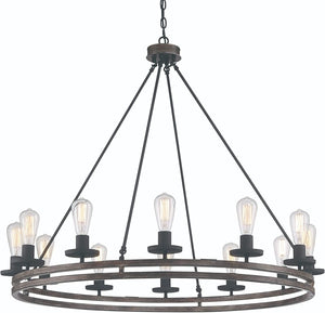 HomeRoots Brown Metal 12 Light Dimmable Chandelier Elegant Candle Style Dining Room Fixture 482845
