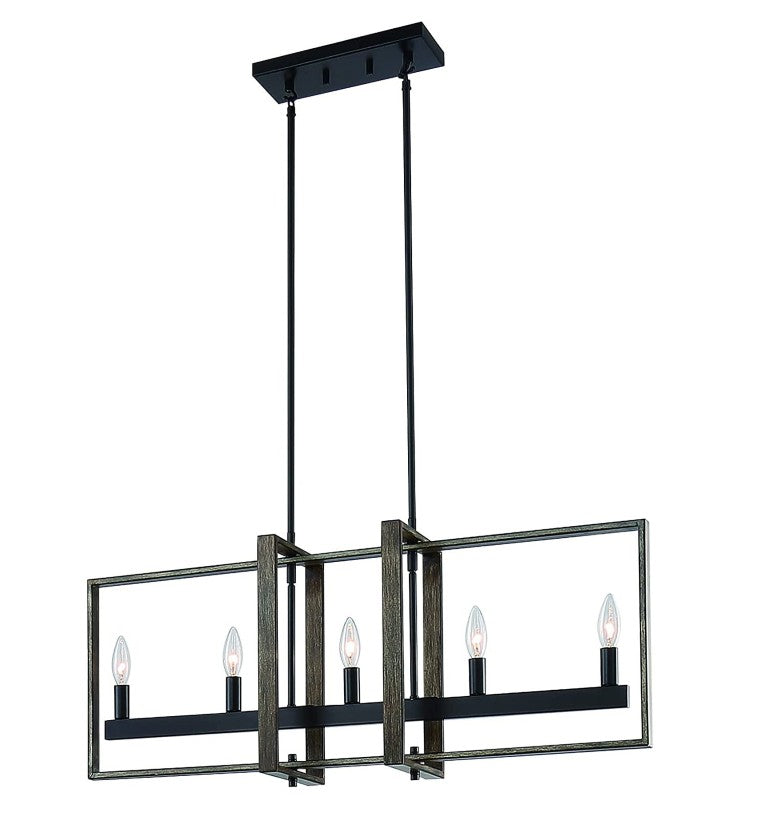 HomeRoots Brown Metal Five Light Dimmable Chandelier for Kitchen Island Modern Dining 482848