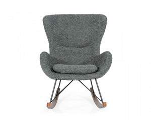 HomeRoots 30" Cozy Gray and Brown Faux Fur Rocking Chair with Metal Frame for Stylish Modern Living Spaces 482853