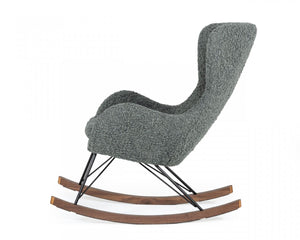 HomeRoots 30" Cozy Gray and Brown Faux Fur Rocking Chair with Metal Frame for Stylish Modern Living Spaces 482853