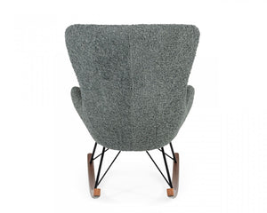 HomeRoots 30" Cozy Gray and Brown Faux Fur Rocking Chair with Metal Frame for Stylish Modern Living Spaces 482853