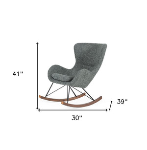HomeRoots 30" Cozy Gray and Brown Faux Fur Rocking Chair with Metal Frame for Stylish Modern Living Spaces 482853