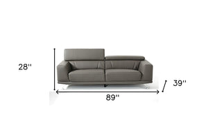 Homeroots Three Piece Dark Gray Faux Leather Six Person Seating Set   482855