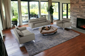 Homeroots Three Piece Dark Gray Faux Leather Six Person Seating Set   482855