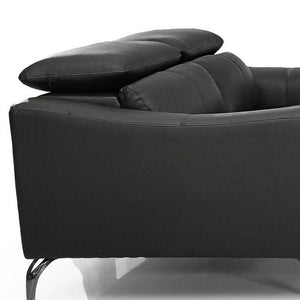 Homeroots Three Piece Black Genuine Leather Six Person Seating Set   482857