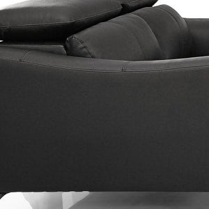 Homeroots Three Piece Black Genuine Leather Six Person Seating Set   482857