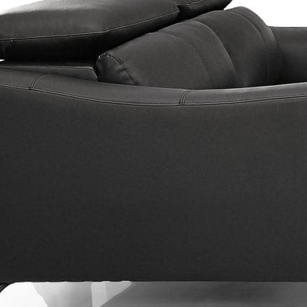 Homeroots Three Piece Black Genuine Leather Six Person Seating Set   482857