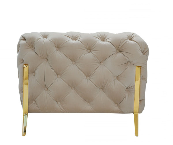 Homeroots Three Piece Beige Velvet Six Person Seating Set   482858