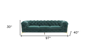 Homeroots Three Piece Green Velvet Six Person Seating Set   482859