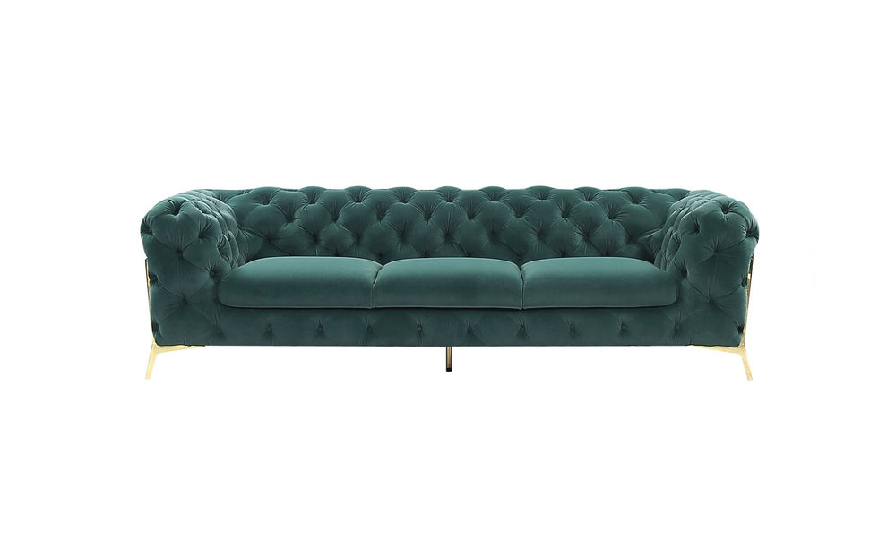 Homeroots Three Piece Green Velvet Six Person Seating Set   482859