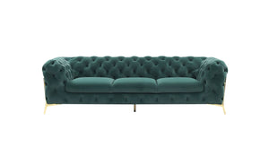 Homeroots Three Piece Green Velvet Six Person Seating Set   482859