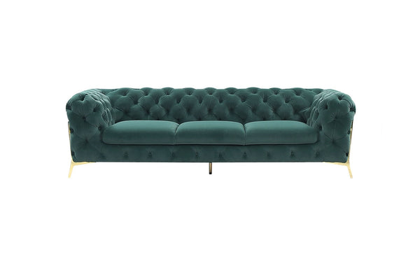 Homeroots Three Piece Green Velvet Six Person Seating Set   482859