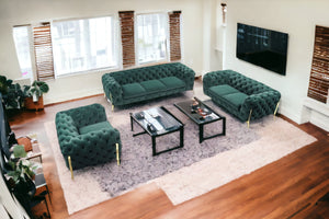 Homeroots Three Piece Green Velvet Six Person Seating Set   482859