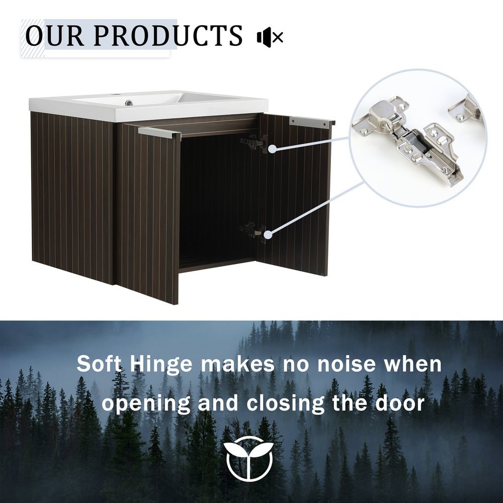 English Elm 60 Inch Soft Close Doors Bathroom Vanity Set With Stylish Resin Sink & Ample Storage Solutions W999S00260