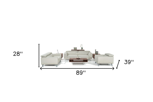 Homeroots Three Piece Light Gray Faux Leather Six Person Seating Set   482862