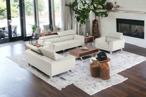 Homeroots Three Piece Light Gray Faux Leather Six Person Seating Set   482862