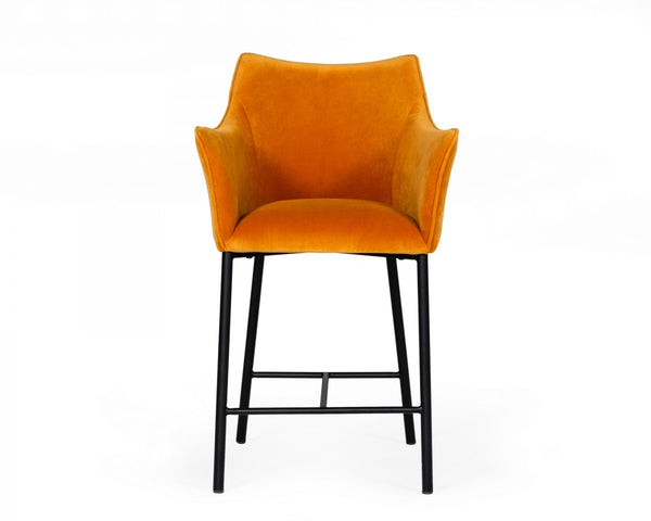 Homeroots 26" Yellow And Black Iron Low Back Counter Height Bar Chair   482863