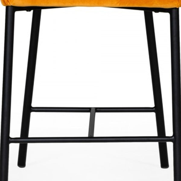 Homeroots 26" Yellow And Black Iron Low Back Counter Height Bar Chair   482863