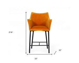 Homeroots 26" Yellow And Black Iron Low Back Counter Height Bar Chair   482863