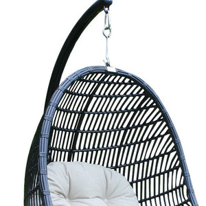Homeroots 43" Beige Aluminum Outdoor Swing Chair With Beige Cushion  Rattan,Aluminium,Fabric 482867