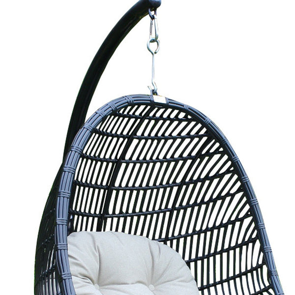 Homeroots 43" Beige Aluminum Outdoor Swing Chair With Beige Cushion  Rattan,Aluminium,Fabric 482867